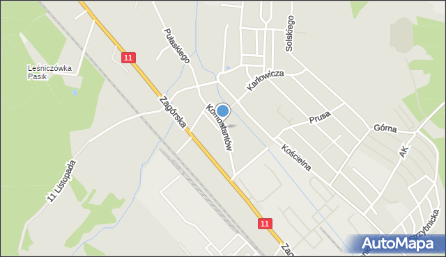 Tarnowskie Góry, Kombatantów, mapa Tarnowskie Góry