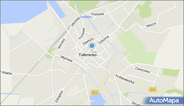 Tolkmicko, Kościelna, mapa Tolkmicko
