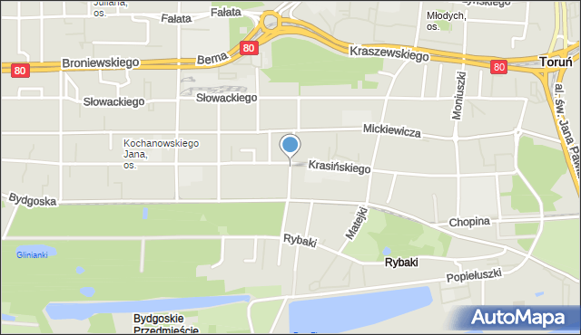 Toruń, Konopnickiej Marii, mapa Torunia