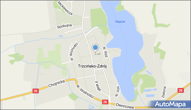 Trzcińsko-Zdrój, Kościelna, mapa Trzcińsko-Zdrój