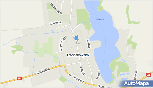 Trzcińsko-Zdrój, Kościuszki Tadeusza, gen., mapa Trzcińsko-Zdrój
