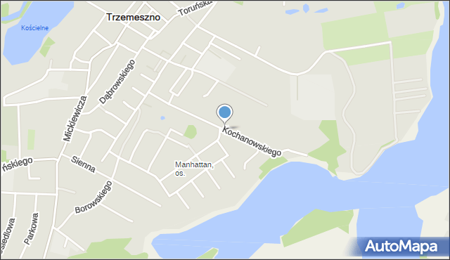 Trzemeszno powiat gnieźnieński, Kochanowskiego Jana, mapa Trzemeszno powiat gnieźnieński