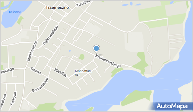 Trzemeszno powiat gnieźnieński, Kochanowskiego Jana, mapa Trzemeszno powiat gnieźnieński