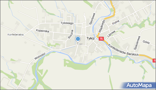 Tylicz, Kościuszki Tadeusza, gen., mapa Tylicz