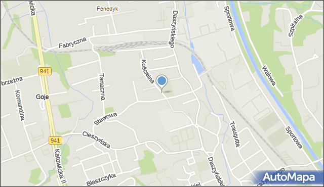 Ustroń powiat cieszyński, Kościelna, mapa Ustroń powiat cieszyński