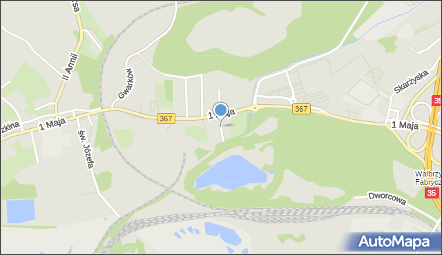 Wałbrzych, Kolejarska, mapa Wałbrzycha