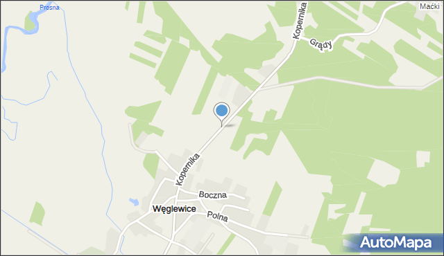 Węglewice gmina Galewice, Kopernika Mikołaja, mapa Węglewice gmina Galewice