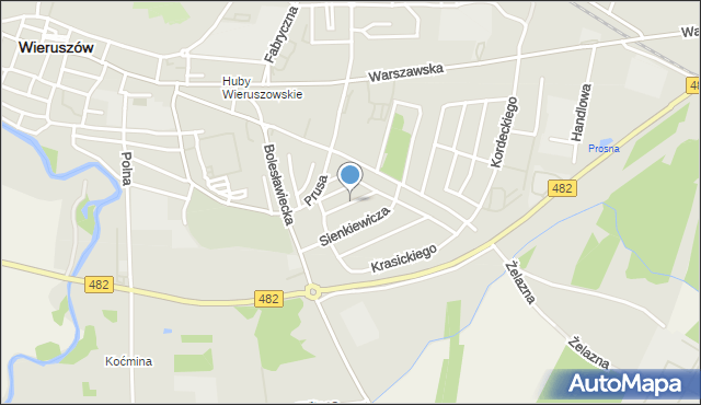Wieruszów, Konopnickiej Marii, mapa Wieruszów