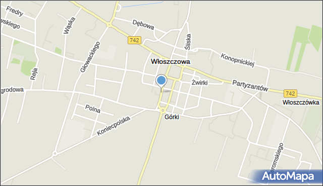 Włoszczowa, Kościuszki Tadeusza, gen., mapa Włoszczowa