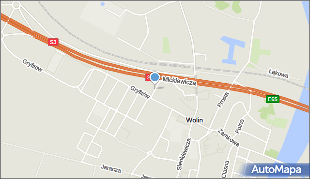 Wolin, Kolejowa, mapa Wolin