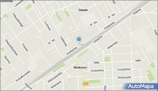 Wołomin, Kolejowa, mapa Wołomin