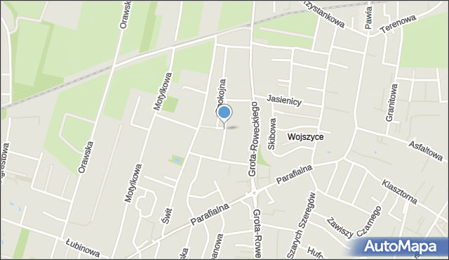 Wrocław, Kosmiczna, mapa Wrocławia