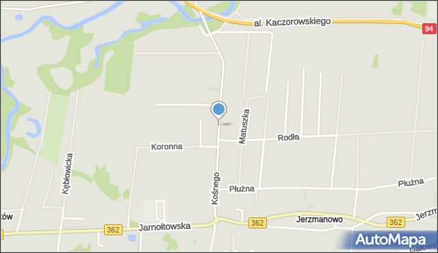 Wrocław, Kośnego Augustyna, mapa Wrocławia