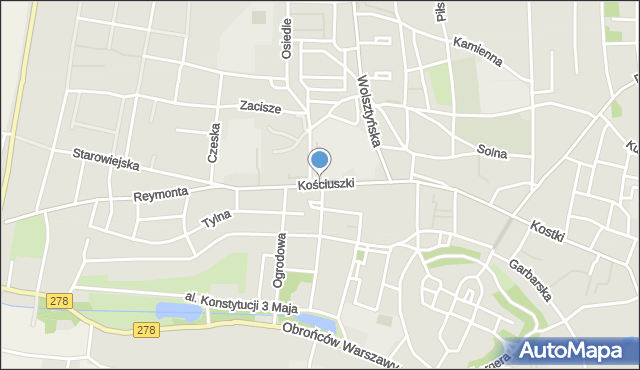 Wschowa, Kościuszki Tadeusza, gen., mapa Wschowa
