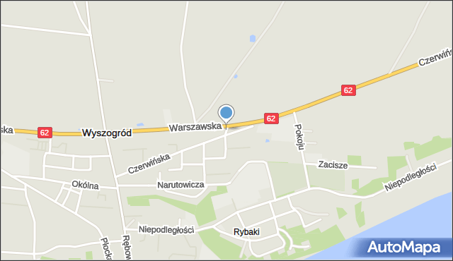 Wyszogród powiat płocki, Konopnickiej Marii, mapa Wyszogród powiat płocki