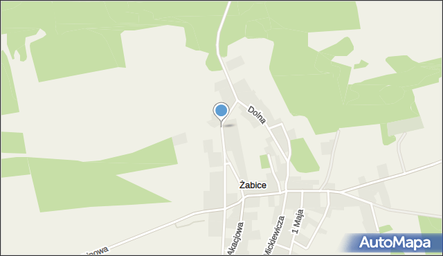 Żabice gmina Górzyca, Kostrzyńska, mapa Żabice gmina Górzyca