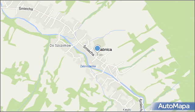 Żabnica gmina Węgierska Górka, Kowalska, mapa Żabnica gmina Węgierska Górka