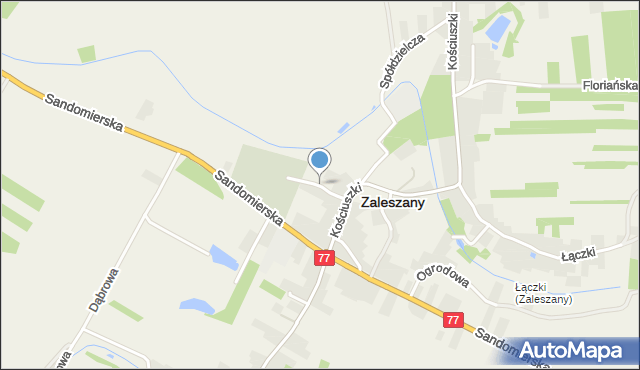 Zaleszany powiat stalowowolski, Kościelna, mapa Zaleszany powiat stalowowolski