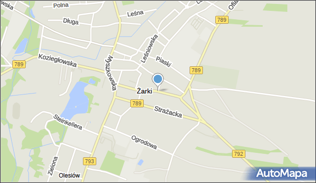 Żarki powiat myszkowski, Kościuszki Tadeusza, gen., mapa Żarki powiat myszkowski