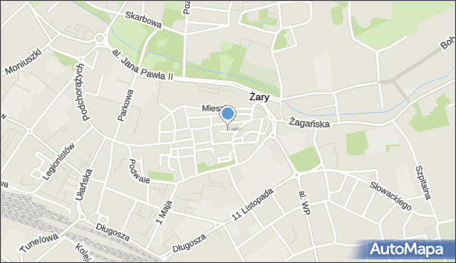 Żary, Kościelna, mapa Żary