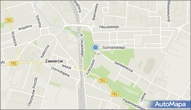 Zawiercie, Kościuszki Tadeusza, gen., mapa Zawiercie
