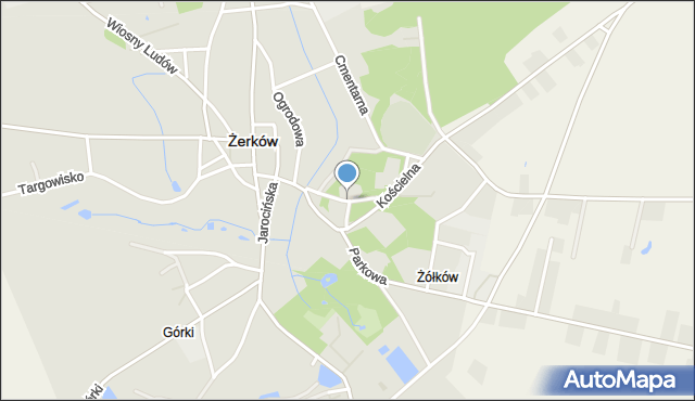 Żerków powiat jarociński, Kościelna, mapa Żerków powiat jarociński