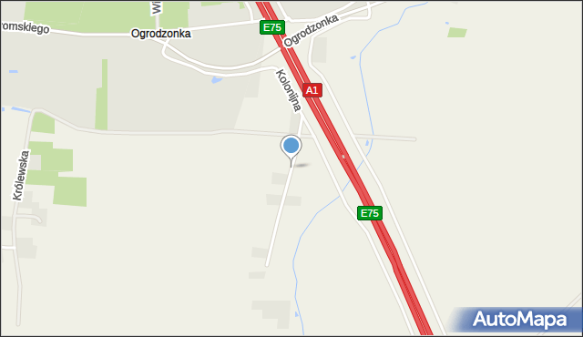 Żeromin gmina Tuszyn, Kolonijna, mapa Żeromin gmina Tuszyn