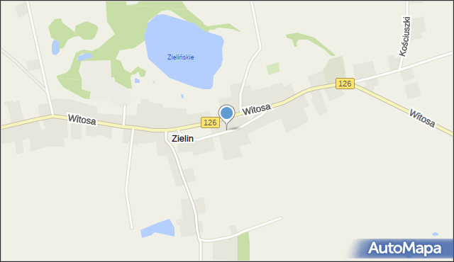 Zielin gmina Mieszkowice, Kościelna, mapa Zielin gmina Mieszkowice