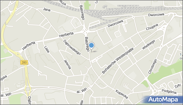 Zielona Góra, Kochanowskiego Jana, mapa Zielona Góra