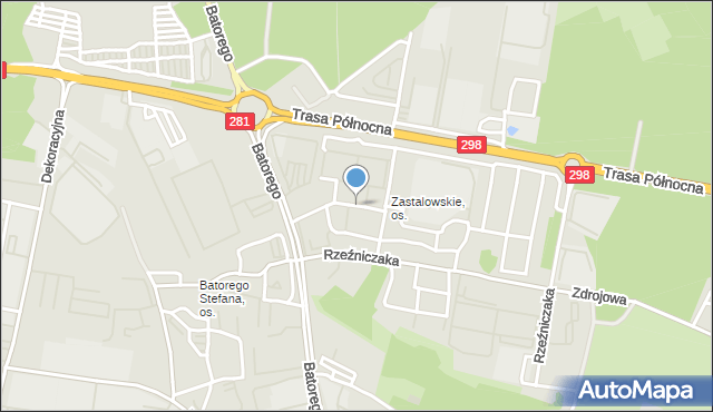 Zielona Góra, Konstruktorów, mapa Zielona Góra