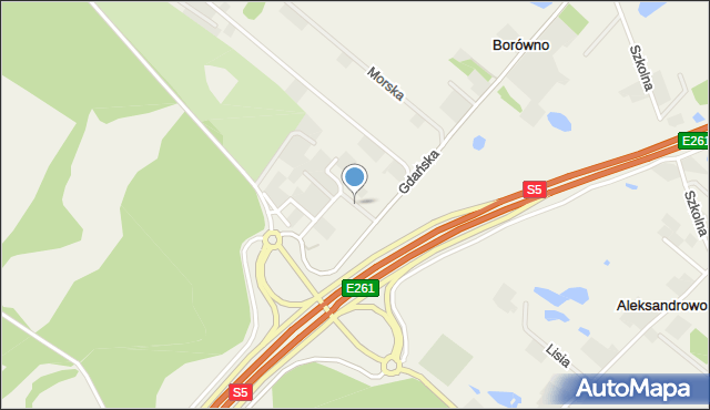 Aleksandrowo gmina Dobrcz, Krótka, mapa Aleksandrowo gmina Dobrcz