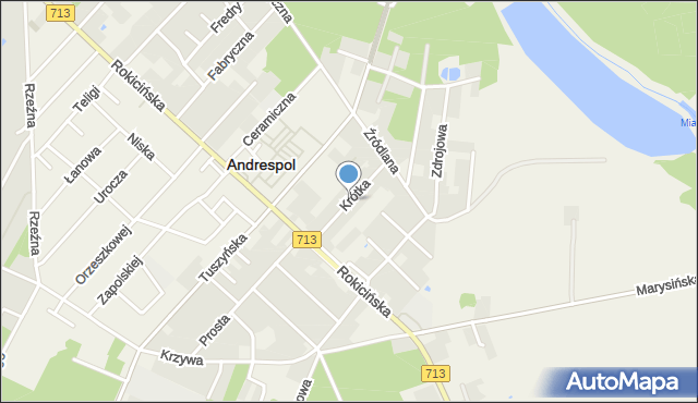 Andrespol, Krótka, mapa Andrespol