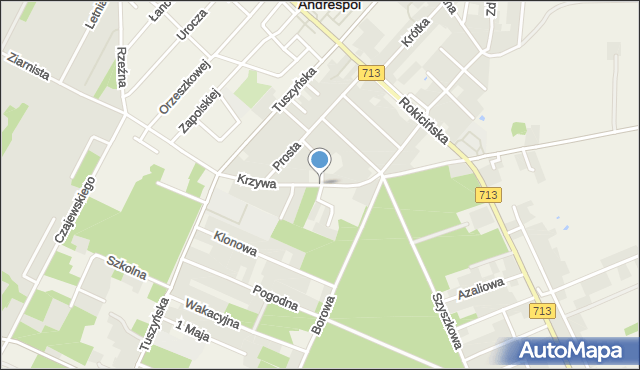 Andrespol, Krzywa, mapa Andrespol