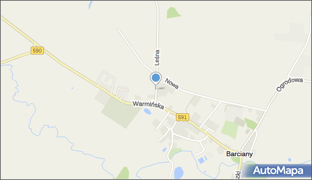 Barciany, Krótka, mapa Barciany