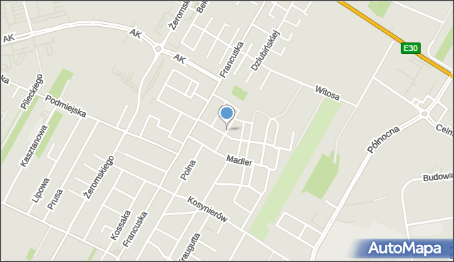 Biała Podlaska, Krzyżanowskiego Juliusza, mapa Białej Podlaskiej