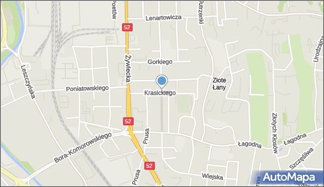 Bielsko-Biała, Krasickiego Ignacego, bp., mapa Bielsko-Białej