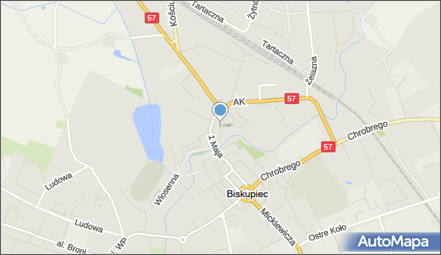 Biskupiec powiat olsztyński, Krasińskiego Zygmunta, mapa Biskupiec powiat olsztyński
