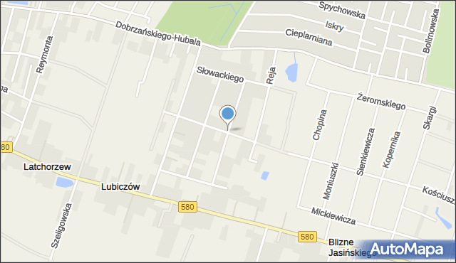 Blizne Jasińskiego, Kraszewskiego Józefa Ignacego, mapa Blizne Jasińskiego