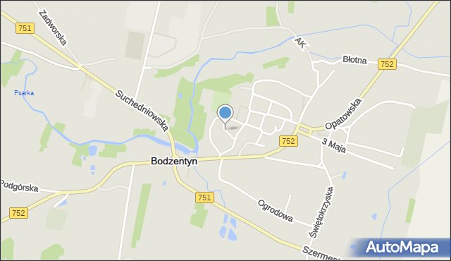 Bodzentyn, Krzywa, mapa Bodzentyn