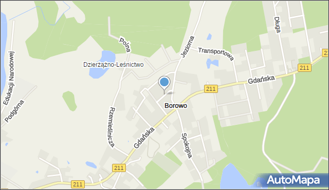 Borowo gmina Kartuzy, Krótka, mapa Borowo gmina Kartuzy
