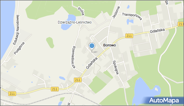 Borowo gmina Kartuzy, Kryształowa, mapa Borowo gmina Kartuzy