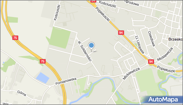 Brzesko, Kryształowa, mapa Brzesko