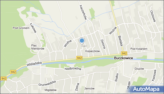 Buczkowice, Kręta, mapa Buczkowice