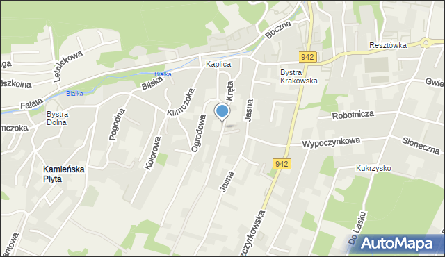 Bystra gmina Wilkowice, Kręta, mapa Bystra gmina Wilkowice