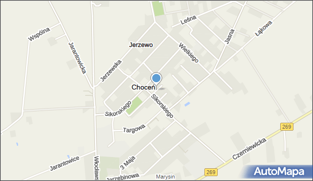 Choceń, Krótka, mapa Choceń