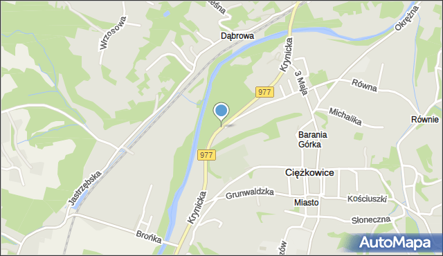 Ciężkowice powiat tarnowski, Krynicka, mapa Ciężkowice powiat tarnowski
