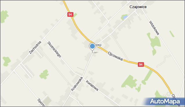 Czajowice, Krakowska, mapa Czajowice