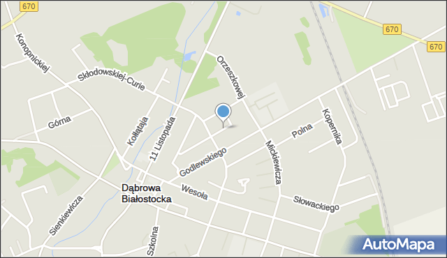 Dąbrowa Białostocka, Kręta, mapa Dąbrowa Białostocka