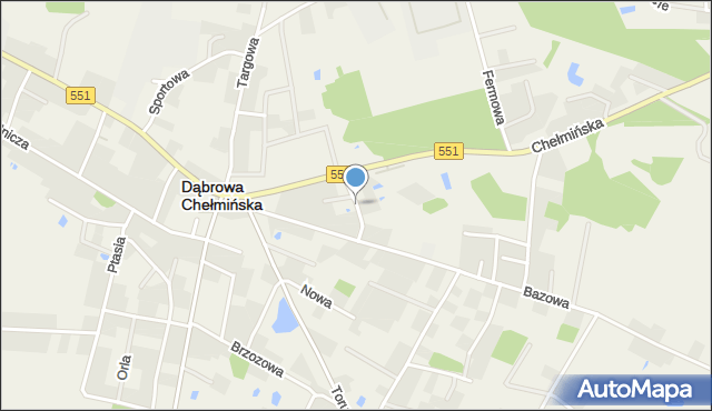 Dąbrowa Chełmińska, Krótka, mapa Dąbrowa Chełmińska