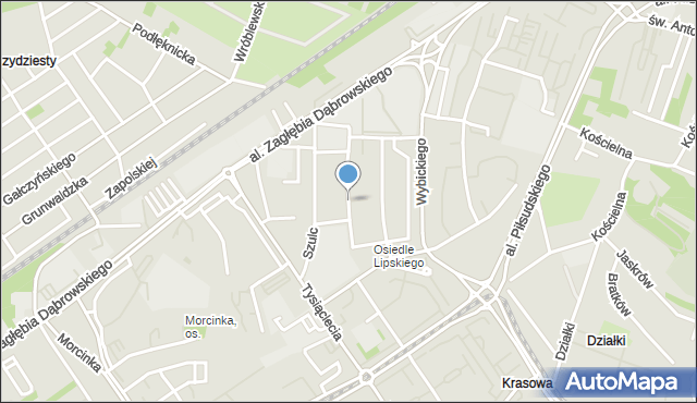 Dąbrowa Górnicza, Krasickiego Ignacego, bp., mapa Dąbrowa Górnicza